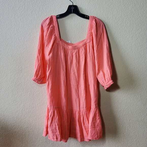 LOFT Square Neck Flounce Swing Dress Pink Size S - Picture 4 of 9